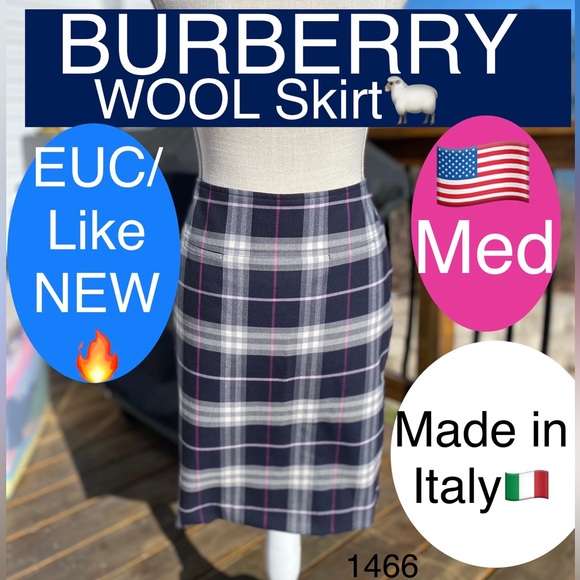 Womens BURBERRY WOOL CHECK (BLACK/🖤&Fuchsia💕) Pristine🔥EUC🎁Giftable🎁Medium